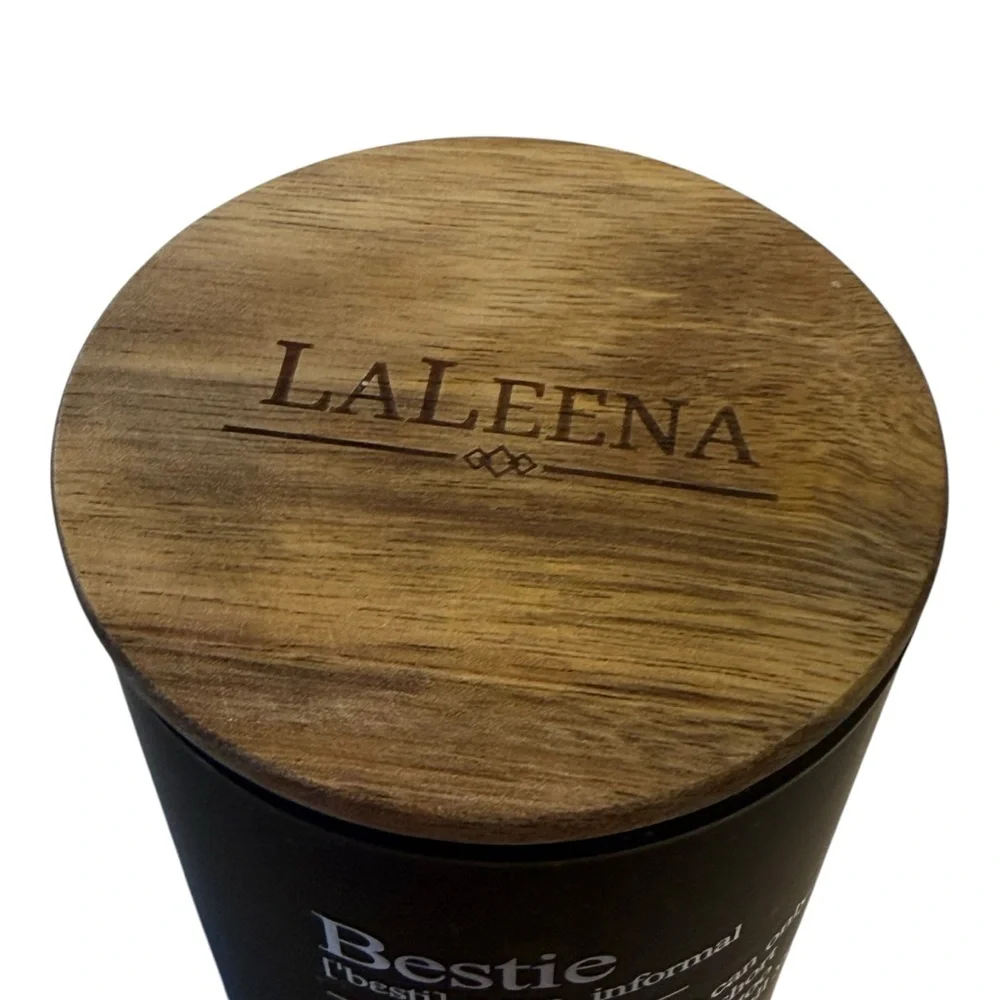 LaLeena Soy Vanilla Scent Candle with Wooden Lid and saying
